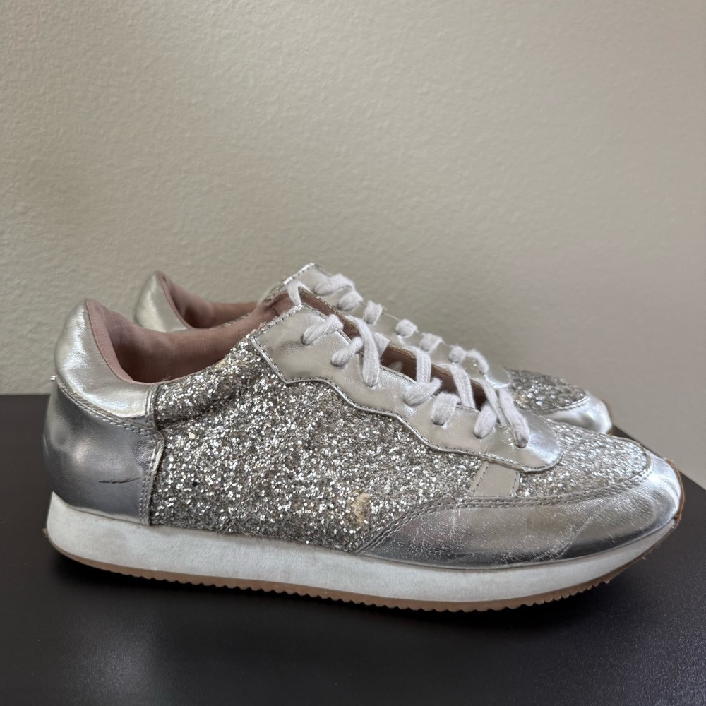 Kate Spade Silver Felicia Glitter Sneakers Shoes Women’s Size 10